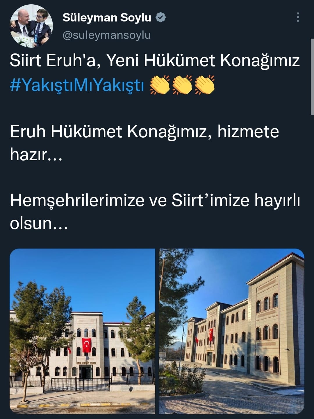 Bakan Soylu Eruh Hükümet Konağının Hizmete Hazır Olduğunu Duyurdu 1 Bakan Soylu Eruh Hükümet Konağının Hizmete Hazır Olduğunu Duyurdu