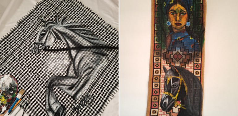 Geleneksel Dokulara Sanat Dokunuşu: Halı ve Puşi Tuval Oldu