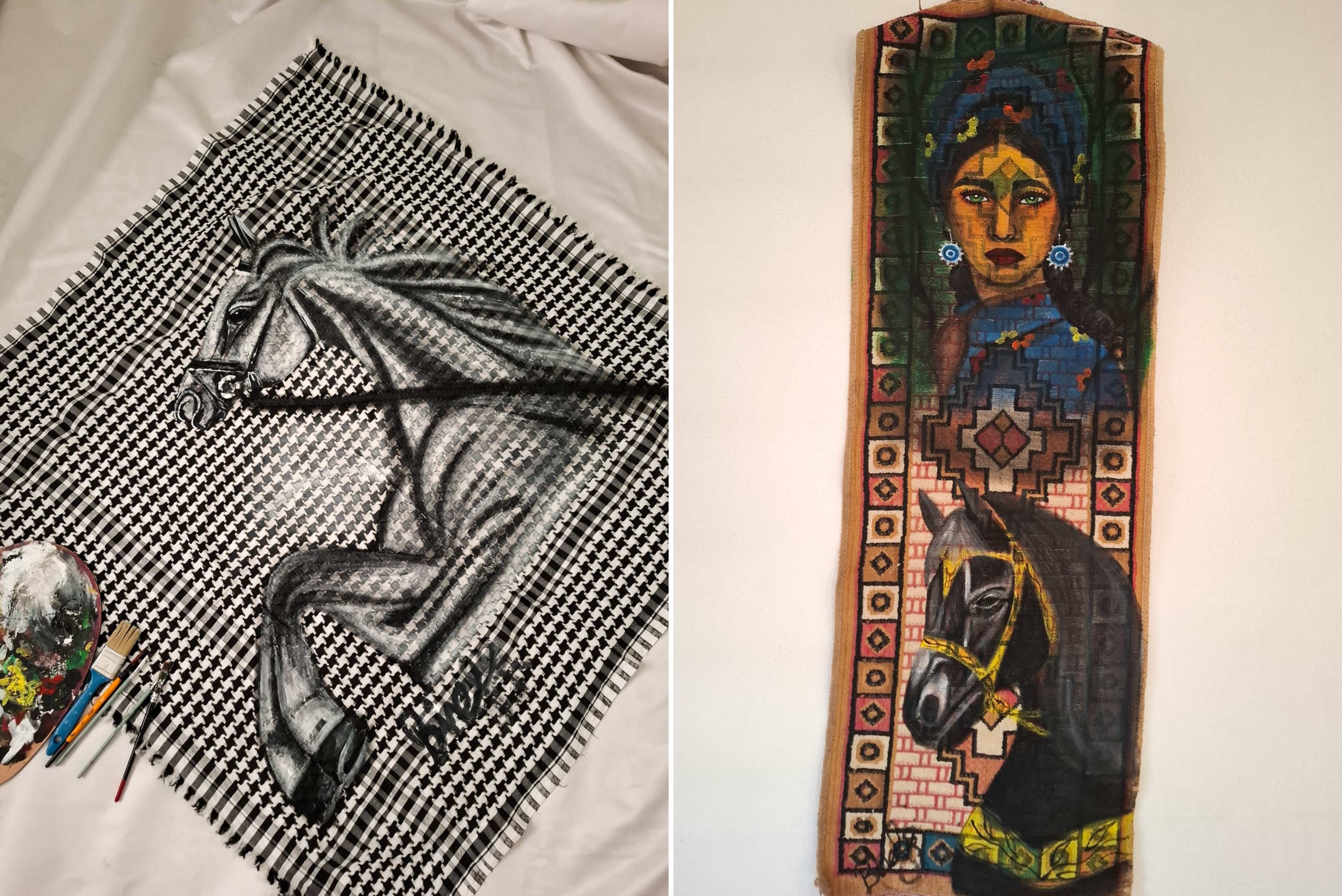 Geleneksel Dokulara Sanat Dokunuşu: Halı ve Puşi Tuval Oldu